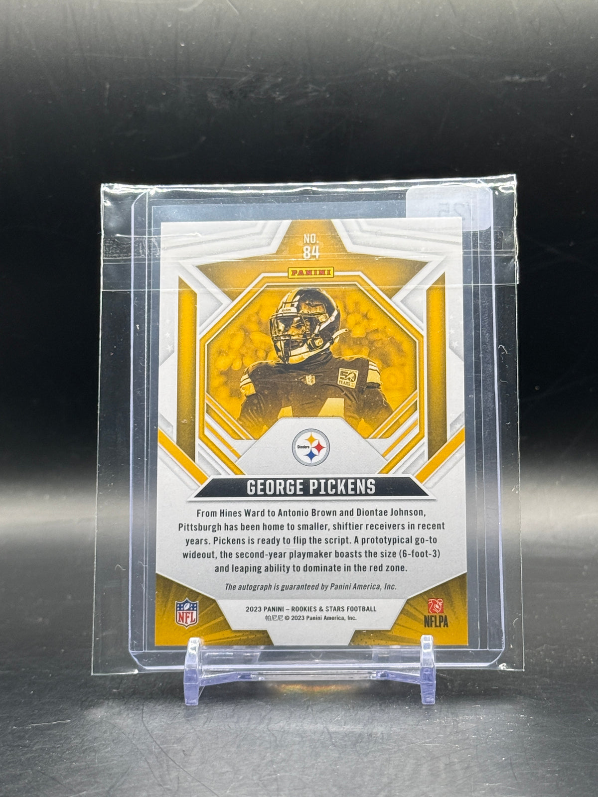 2023 Panini Rookies & Stars NFL George Pickens Pittsburgh Steelers Purple Auto 06/25