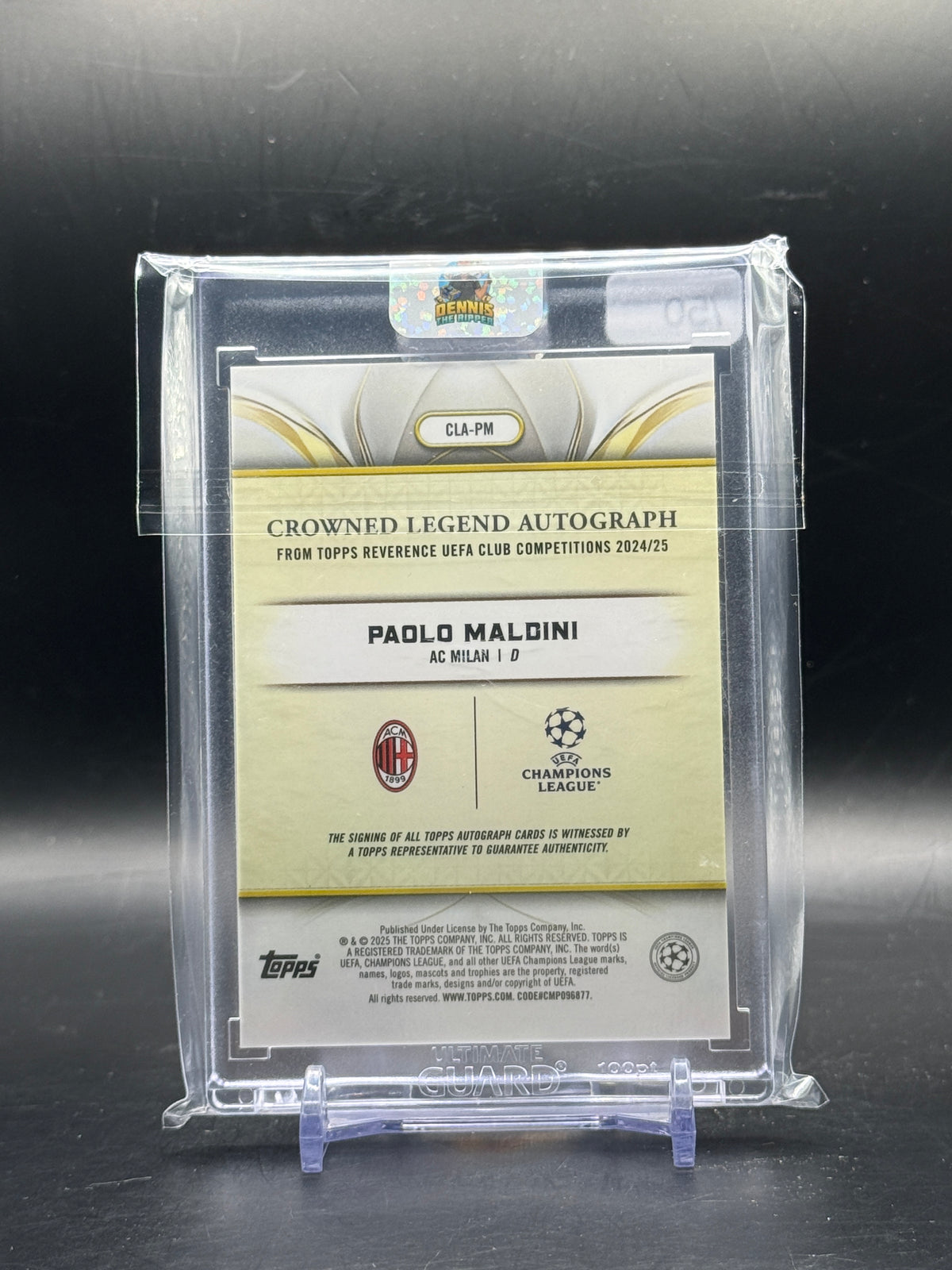 2024-25 Topps Reverence UCC Paolo Maldini AC Milan Crowned Legend Purple Auto 25/50