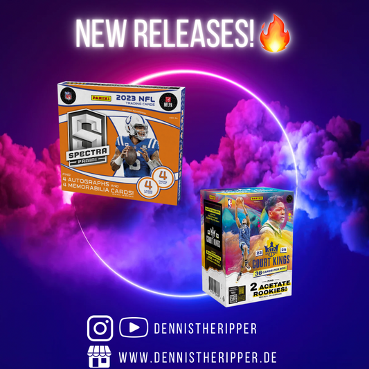Diese Woche neue Releases Panini America Spectra Football 2023 Hobby Box & Court Kings International Blaster 2023/24!