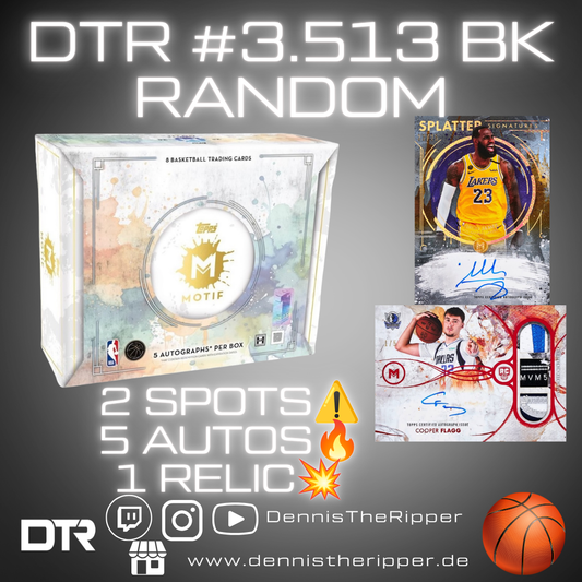 DTR #3513 BK Motif HIGH ROLLER 1 Box Random Group Break