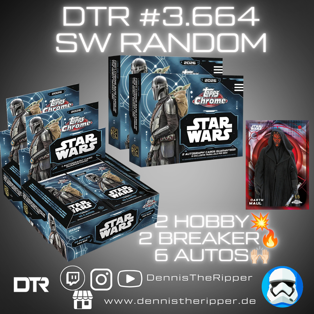 25% Filler DTR #3664 Star Wars Chrome Hobby 4 Boxer Random Letter Group Break