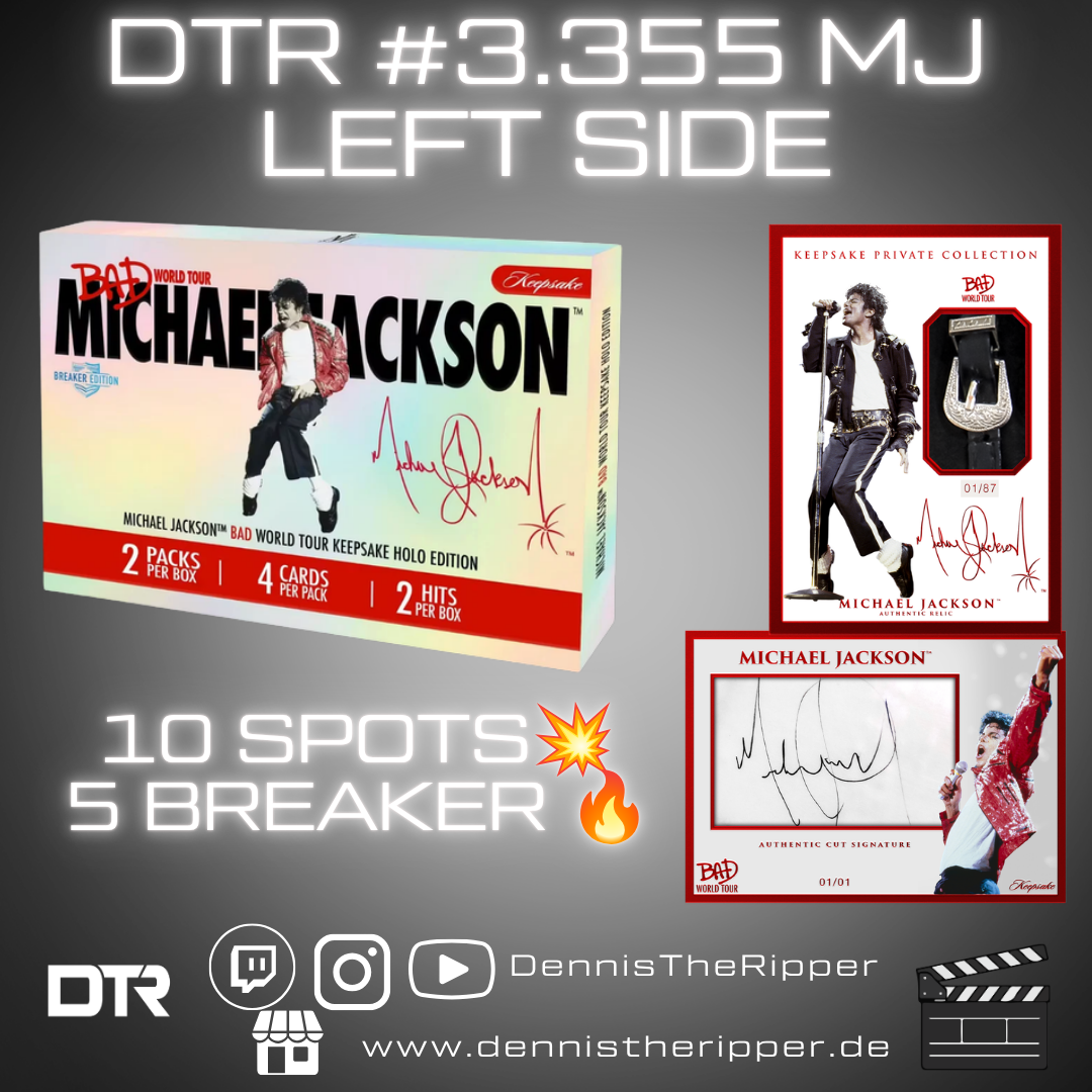 10% Filler DTR #3355 Michael Jackson Bad Tour Holo Breaker Left Side Left Side Half Case Random Group Break