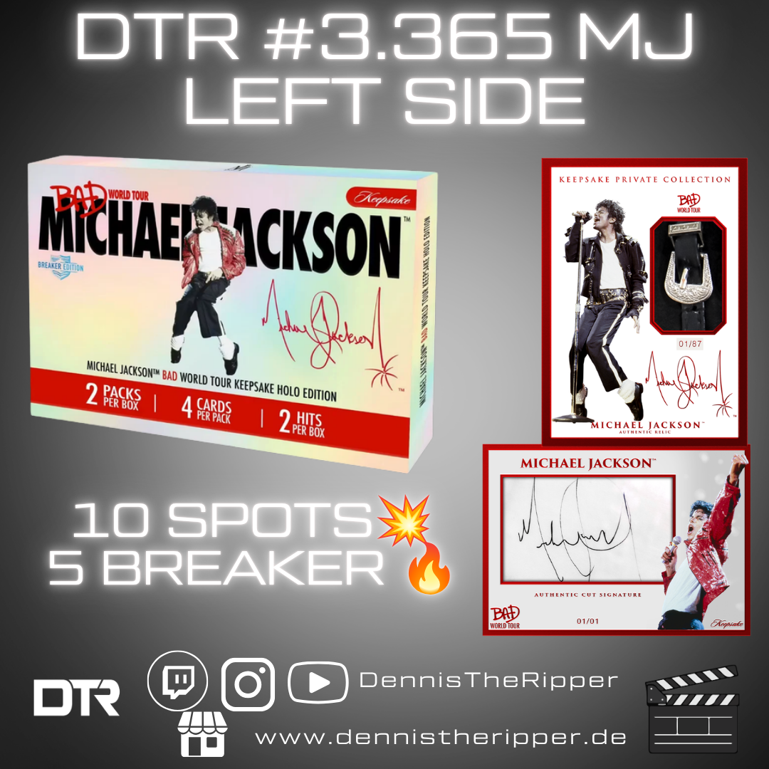 10% Filler DTR #3365 Michael Jackson Bad Tour Holo Breaker Left Side Left Side Half Case Random Group Break