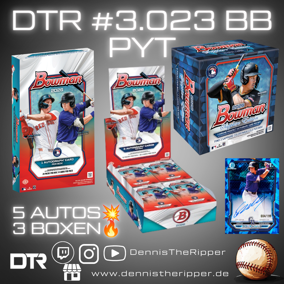 50% Filler GIGAFILLER! DTR #3023 BB Bowman Sapphire X Chrome 3 Boxer PYT Group Break