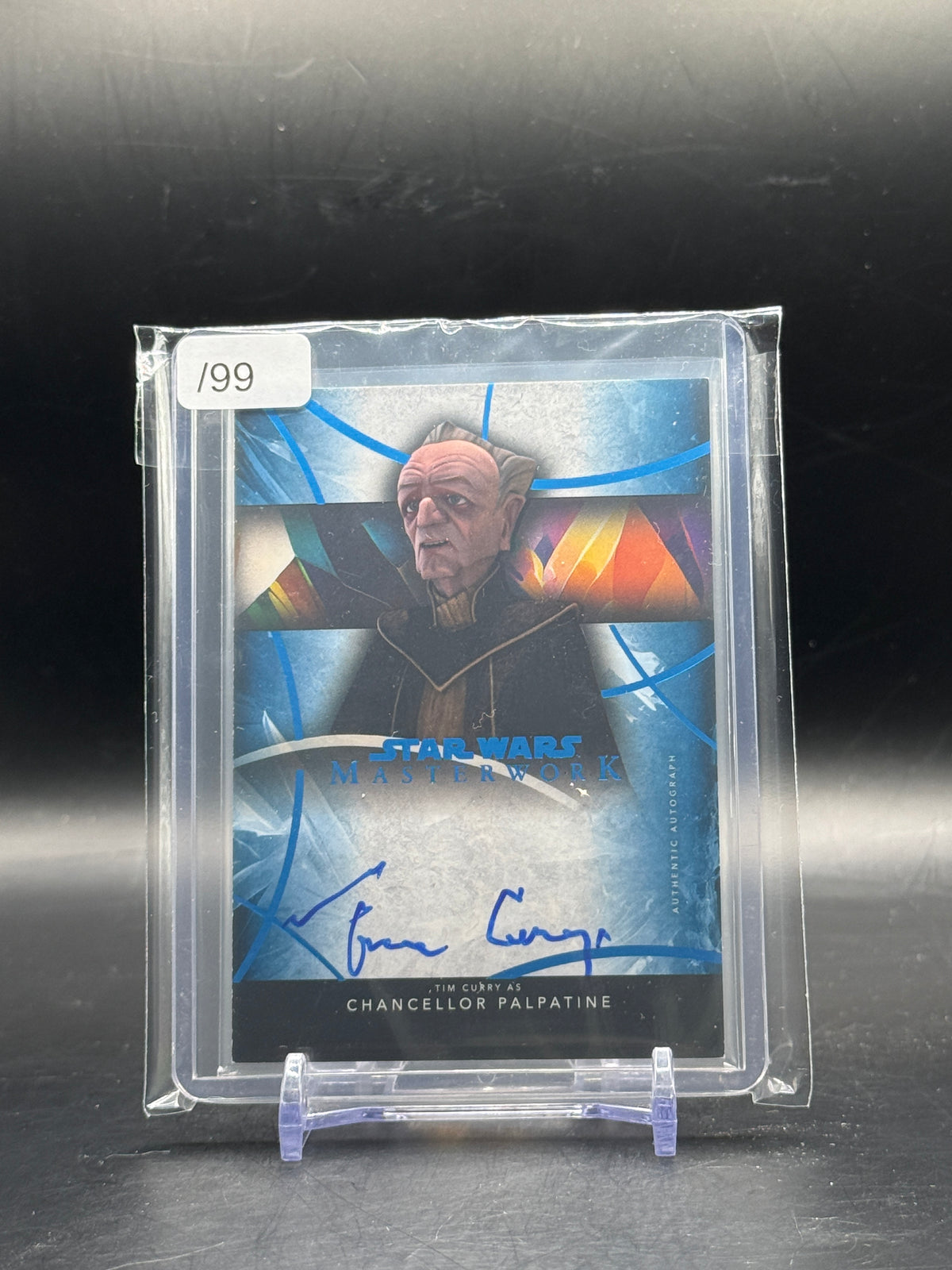 2018 Topps Star Wars Masterwork Chancellor Palpatine Tim Curry Blue Auto 45/99
