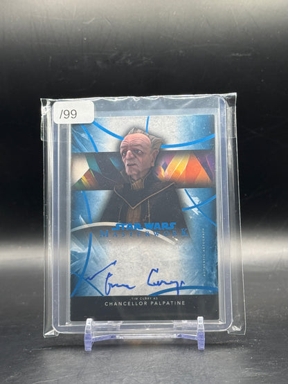 2018 Topps Star Wars Masterwork Chancellor Palpatine Tim Curry Blue Auto 45/99