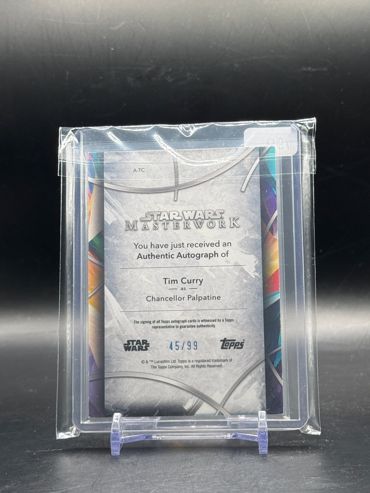 2018 Topps Star Wars Masterwork Chancellor Palpatine Tim Curry Blue Auto 45/99