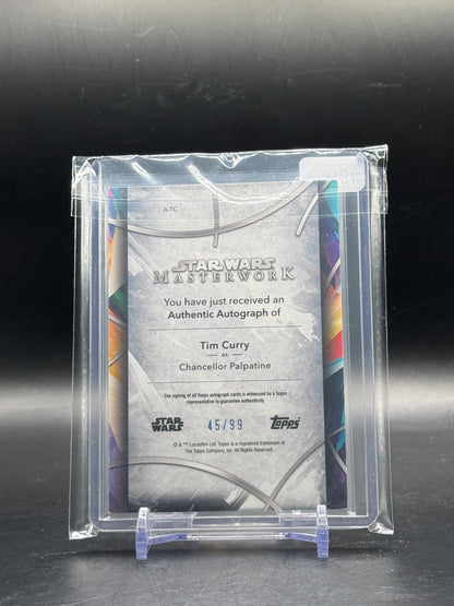 2018 Topps Star Wars Masterwork Chancellor Palpatine Tim Curry Blue Auto 45/99