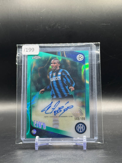 2025-26 Topps Chrome UCC Samuel Eto´o FC Internazionale Milano Aqua Auto 148/199