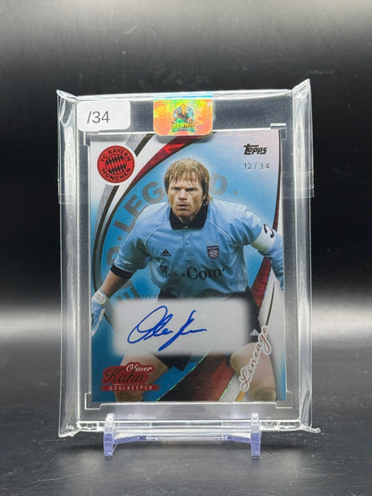 2025-26 Topps FC Bayern München Lineage Oliver Kahn Blue Auto 12/34
