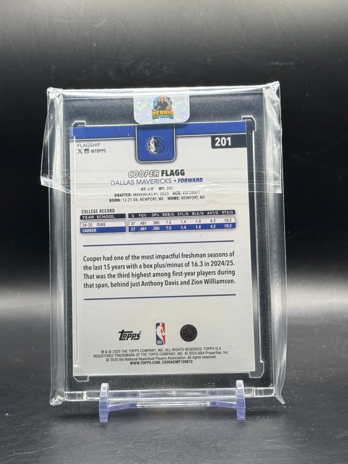 2025 Topps Flagship NBA Cooper Flagg Dallas Mavericks Wood 17/25