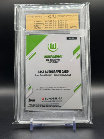 2026 Topps Chrome Bundesliga Bence Dardai VFL Wolfsburg Black Geometric Auto 01/10 GSG 9 226090