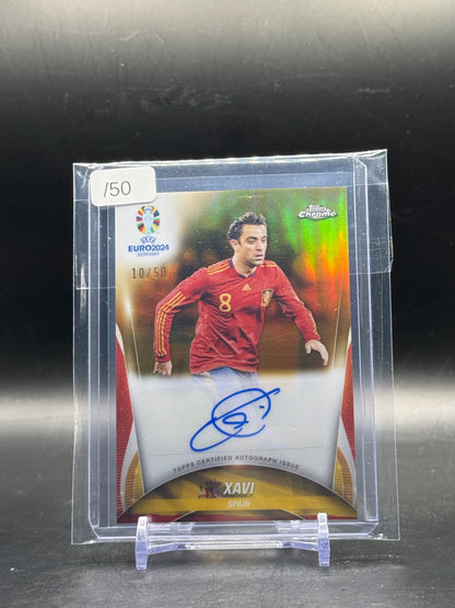 2024 Topps Chrome UEFA Euro Xavi Spain Gold Auto 10/50