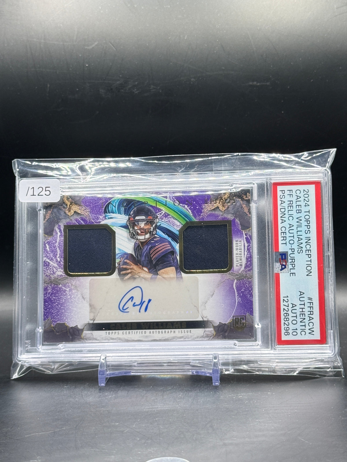 2024 Topps Inception NFL Caleb Williams Chicago Bears Purple Patch Auto 013/125 PSA 10 127268296