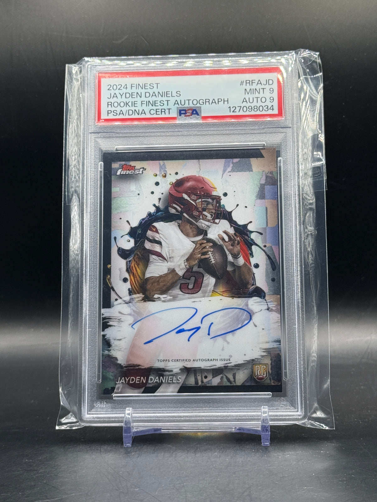 2024 Topps Finest NFL Jayden Daniels Washington Commanders Auto PSA 9 127098034