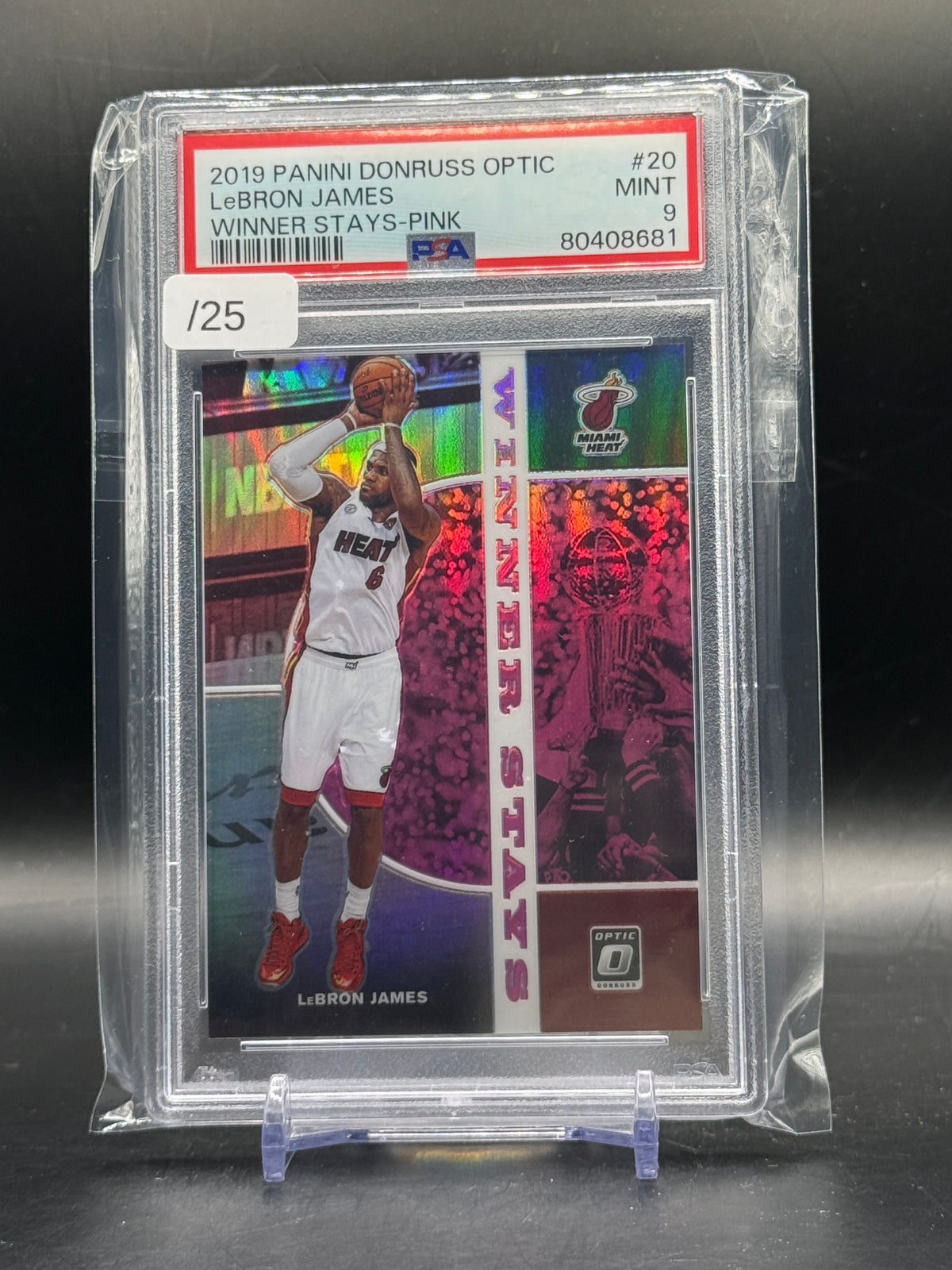 2019 Panini Donruss Optic NBA LeBron James Miami Heat Winner Stays Pink 18/25 PSA 9 80408681