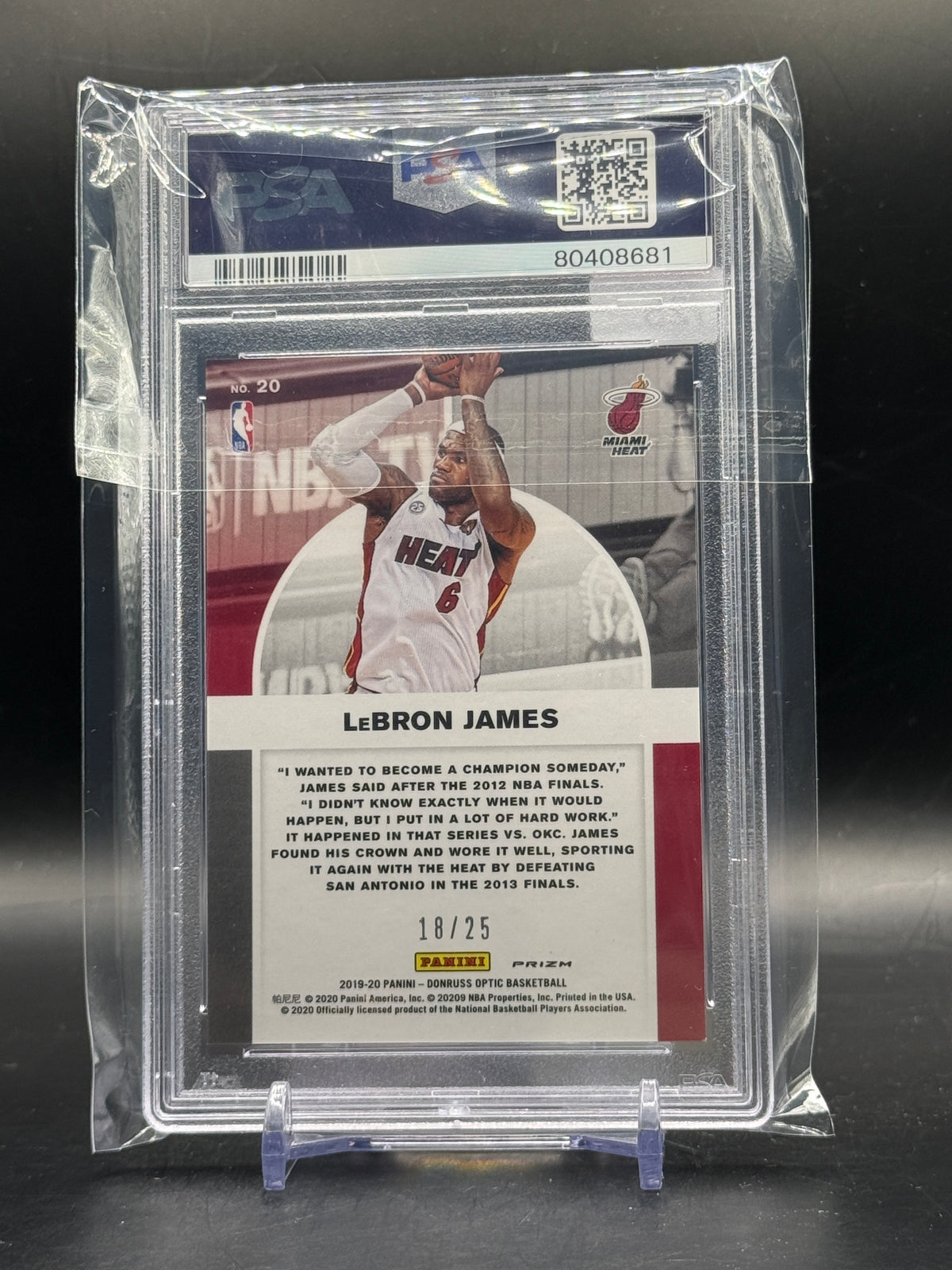 2019 Panini Donruss Optic NBA LeBron James Miami Heat Winner Stays Pink 18/25 PSA 9 80408681