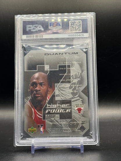 1999 Upper Deck Quantum Michael Jordan Chicago Bulls A Higher Power Level 1 050/100 PSA 8 1685933405