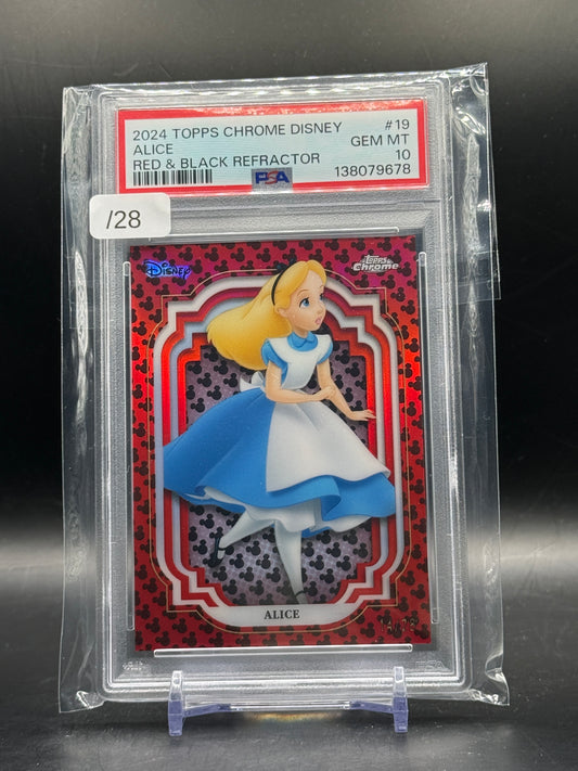 2024 Topps Chrome Disney Alice Red & Black Refractor 14/28 PSA 10 138079678
