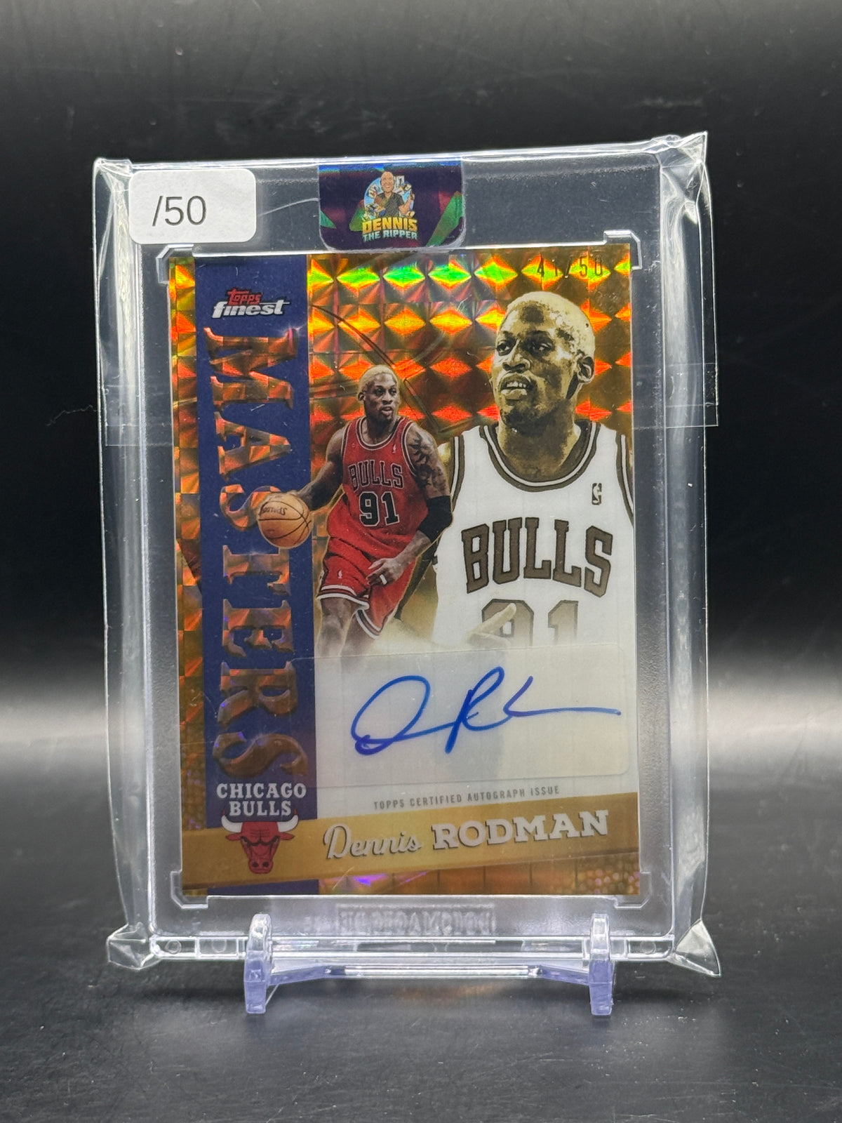2026 Topps Finest NBA Dennis Rodman Chicago Bulls Gold Geometric Auto 41/50