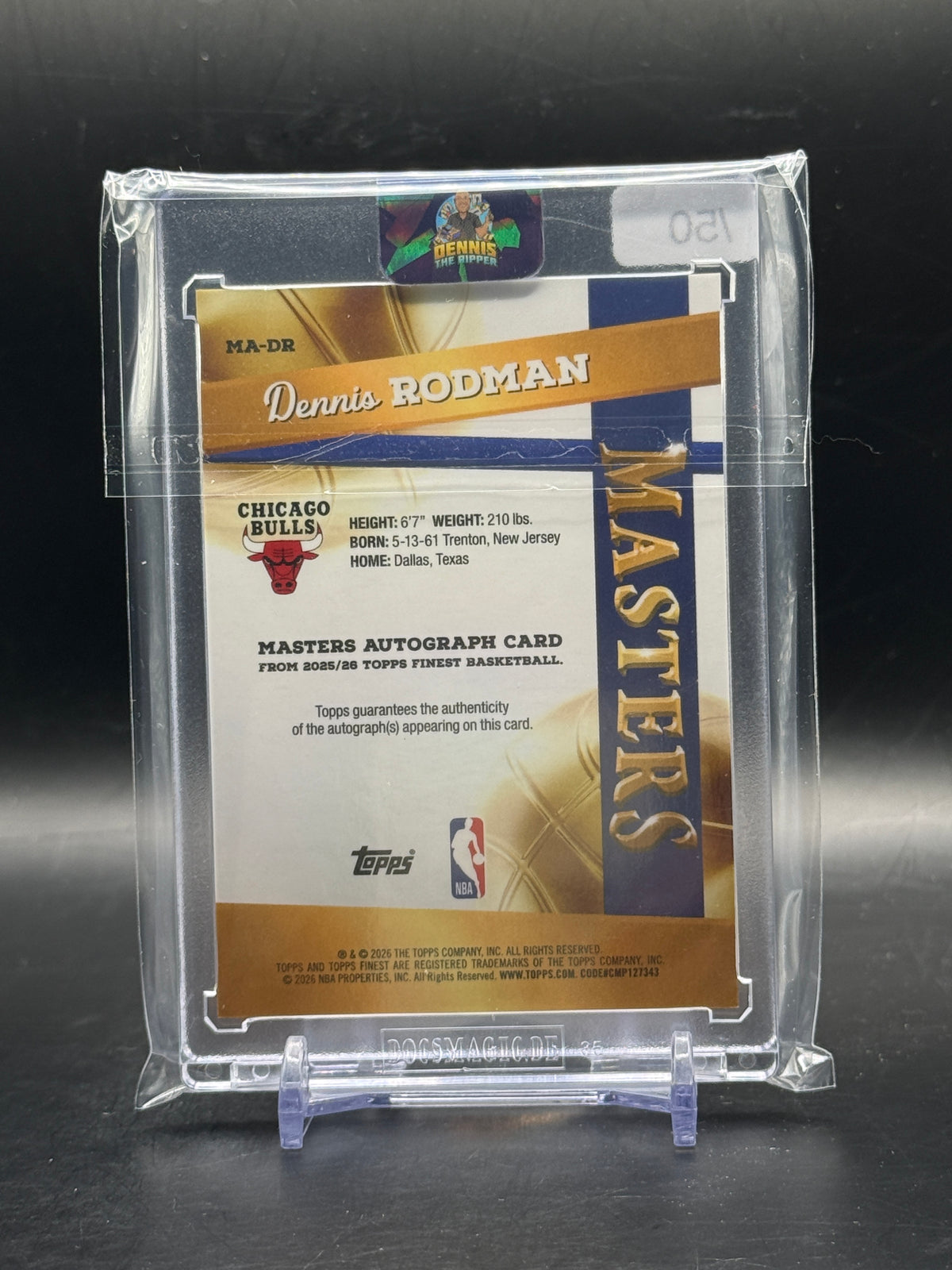 2026 Topps Finest NBA Dennis Rodman Chicago Bulls Gold Geometric Auto 41/50