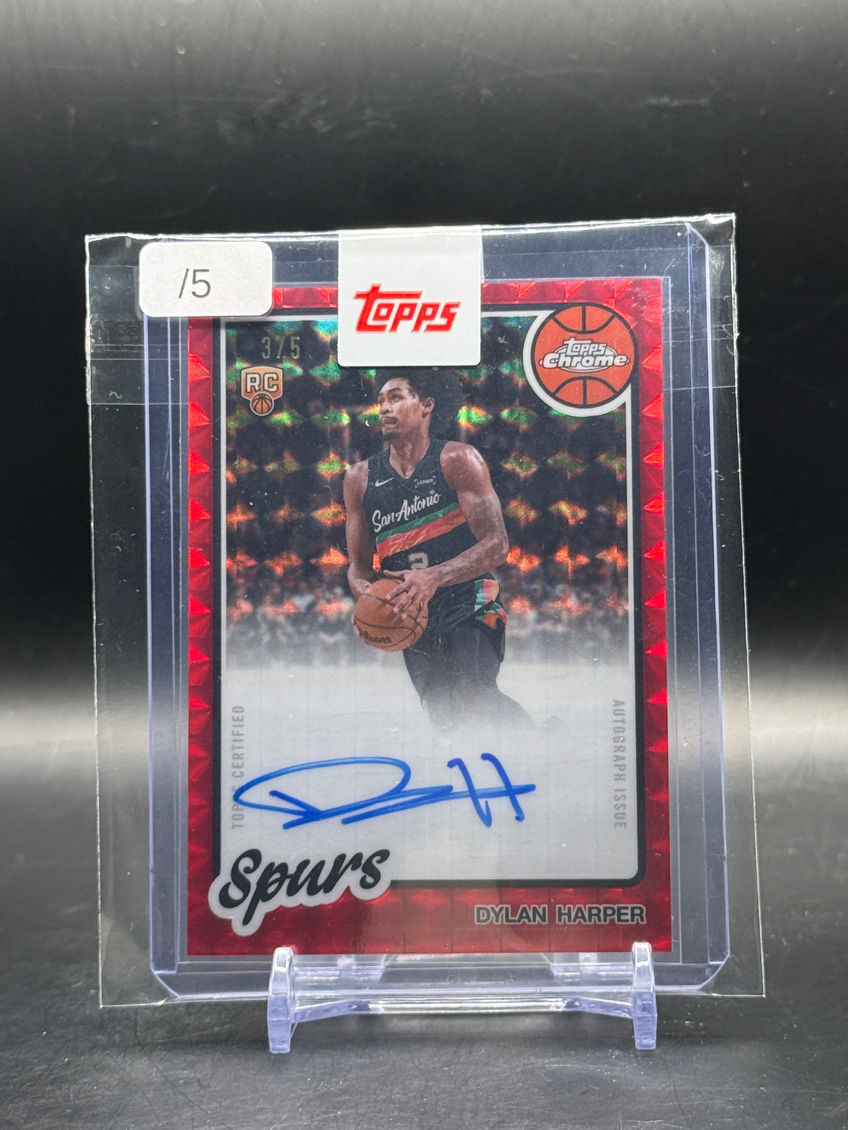 2025-26 Topps Chrome NBA Dylan Harper San Antonio Spurs Red Geometric Auto 3/5