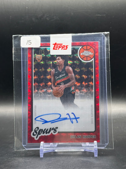 2025-26 Topps Chrome NBA Dylan Harper San Antonio Spurs Red Geometric Auto 3/5