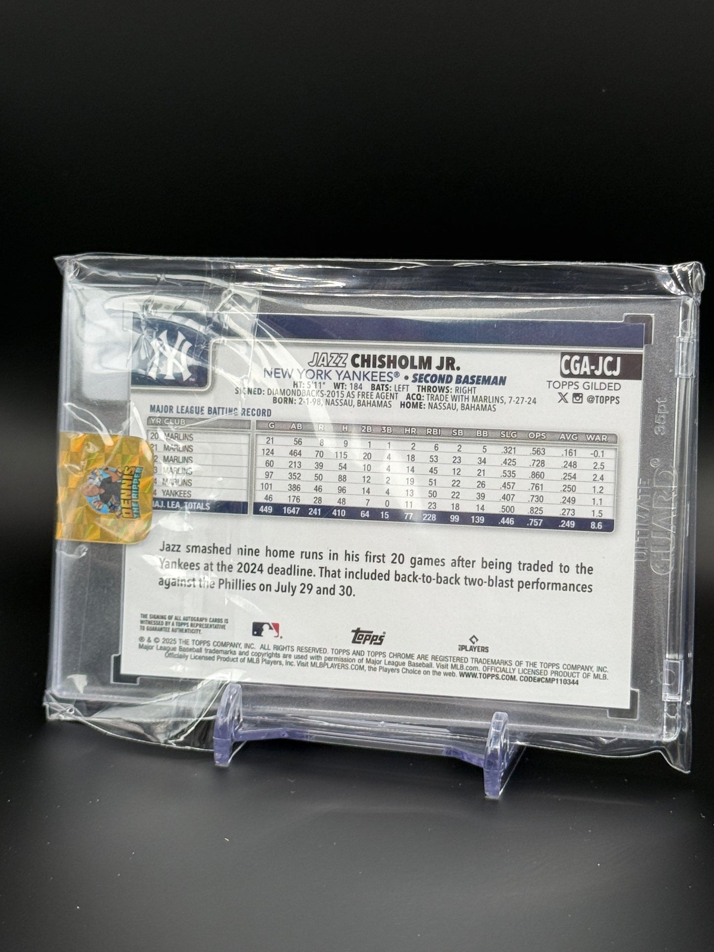2025 Topps Gilded MLB Jazz Chisholm Jr. New York Yankees Gold Blue Auto 25/50