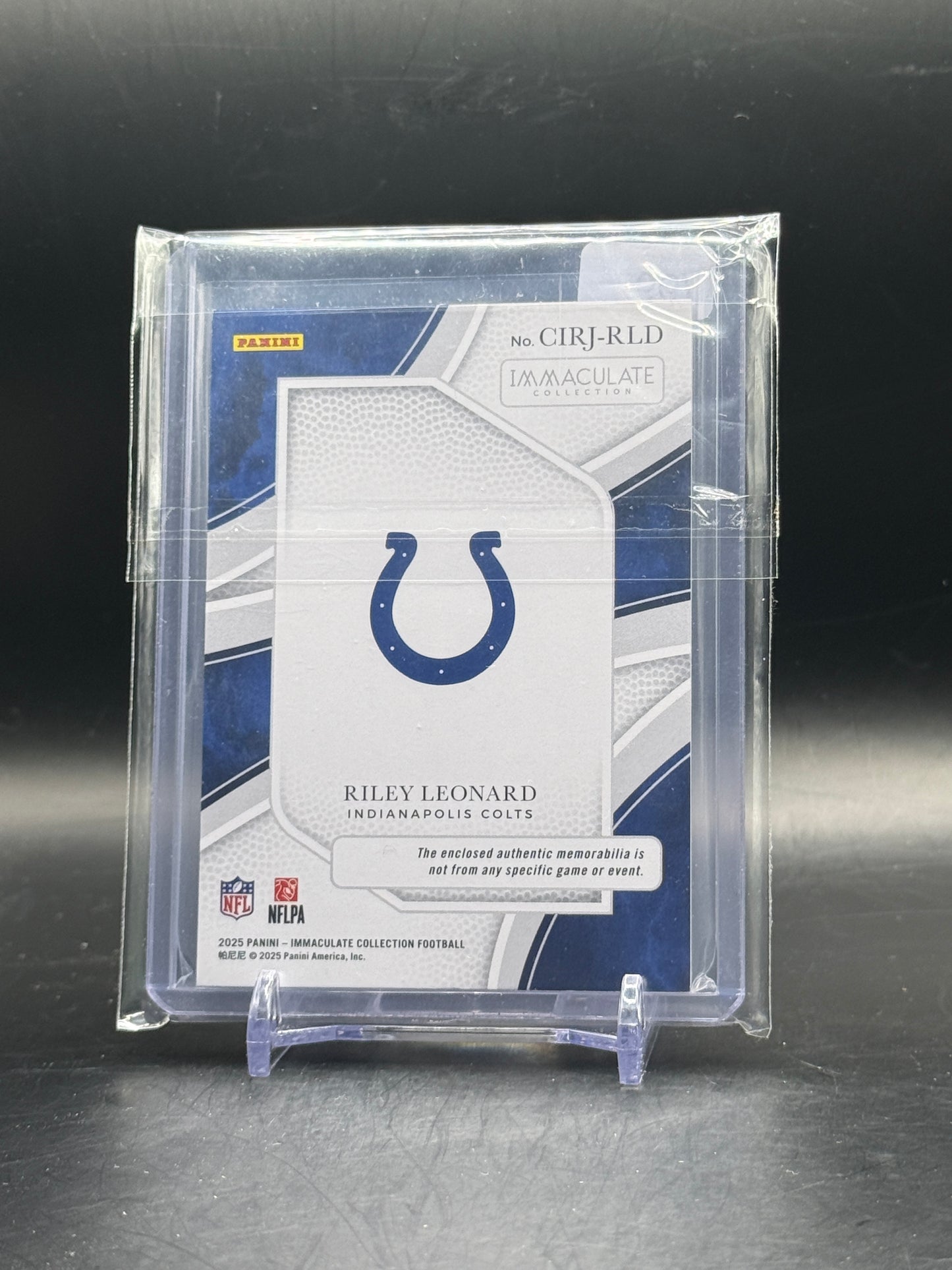 2025 Panini Immaculate NFL Riley Leonard Indianapolis Colts Clearly Patch