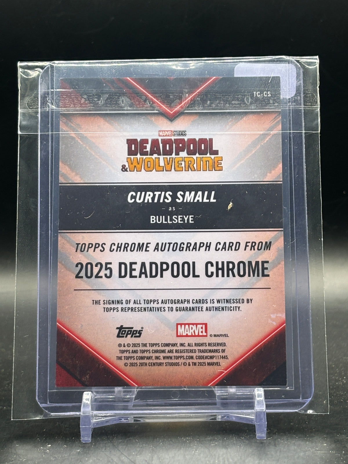 2025 Topps Deadpool Chrome Curtis Small Bullseye Wolverine Yellow & Blue X-Fractor Auto 05/15