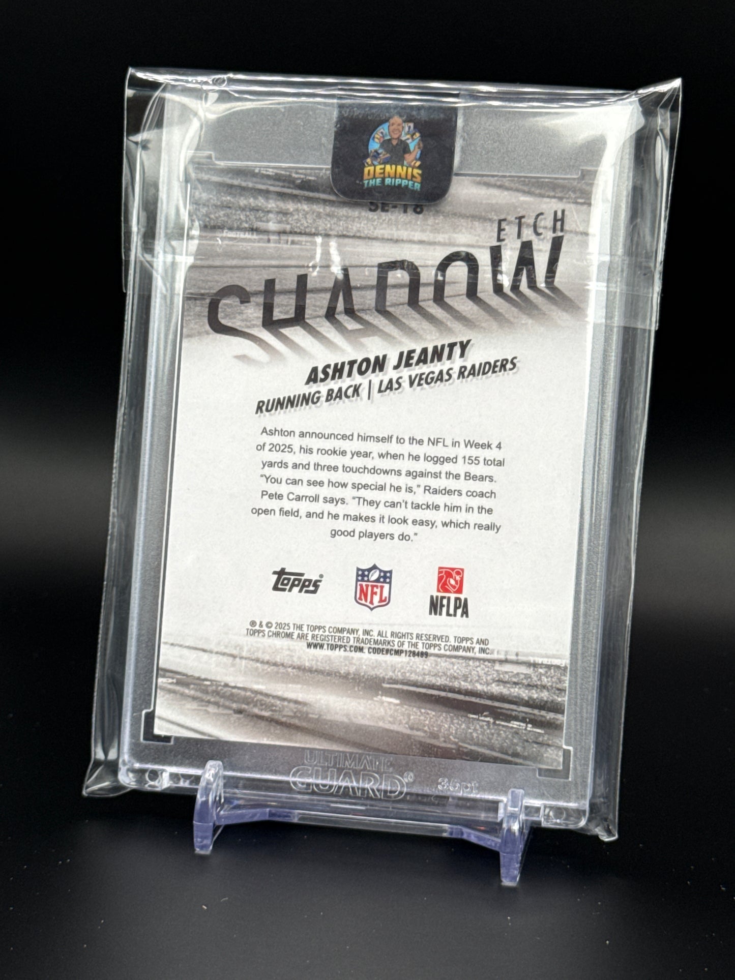 2025 Topps Chrome NFL Ashton Jeanty Las Vegas Raiders Shadow Etch