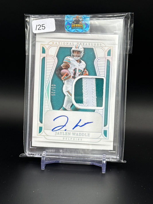 2024 Panini National Treasurers NFL Jaylen Waddle Maimi Dolphins Patch Auto 05/25