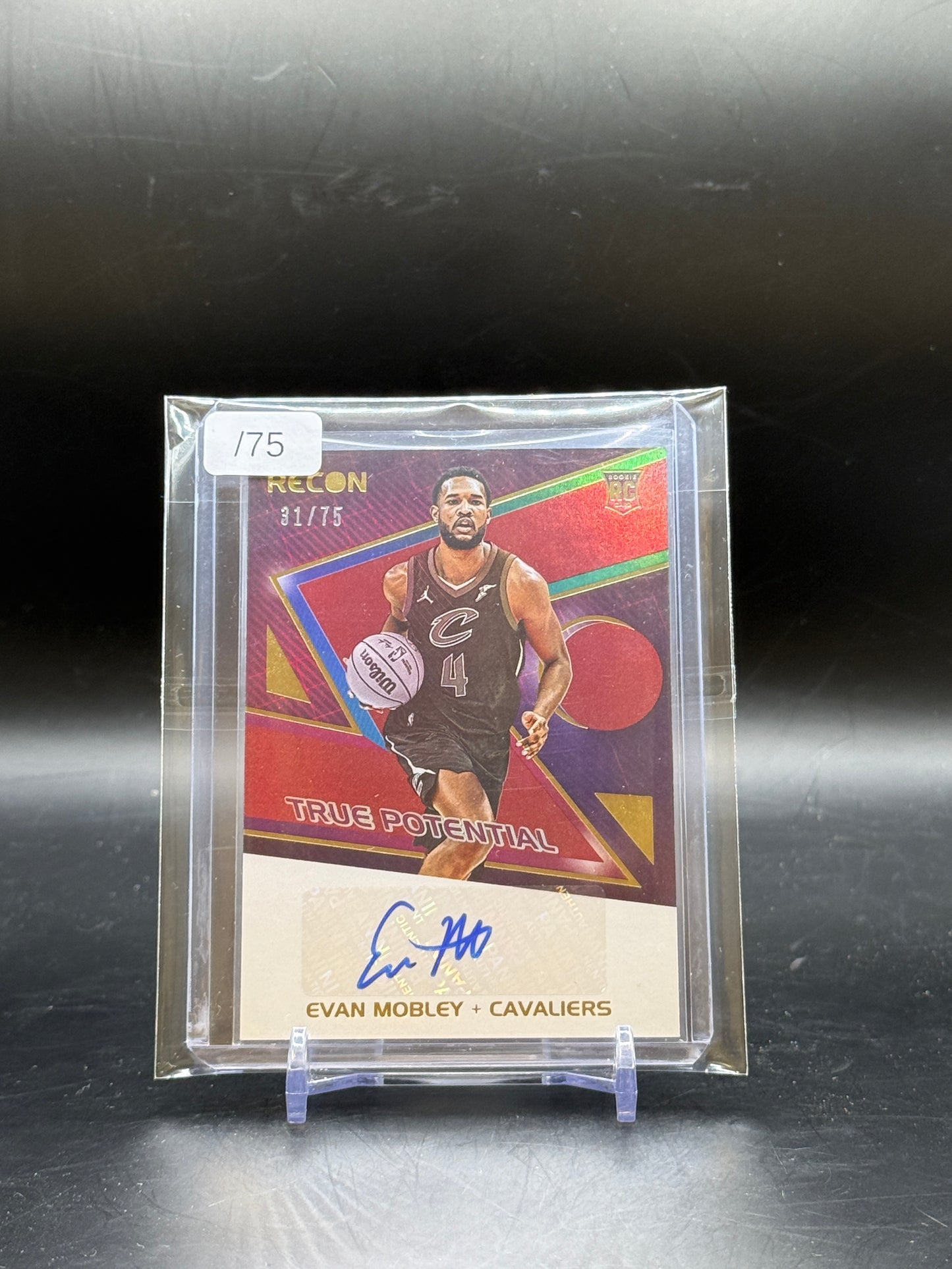 2021-22 Panini Recon NBA Evan Mobley Cleveland Cavaliers Purple Auto 31/75