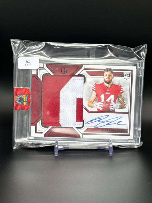 2024 Panini National Treasurers NFL Ricky Pearsall San Francisco 49ers Rookie Patch Auto 5/5