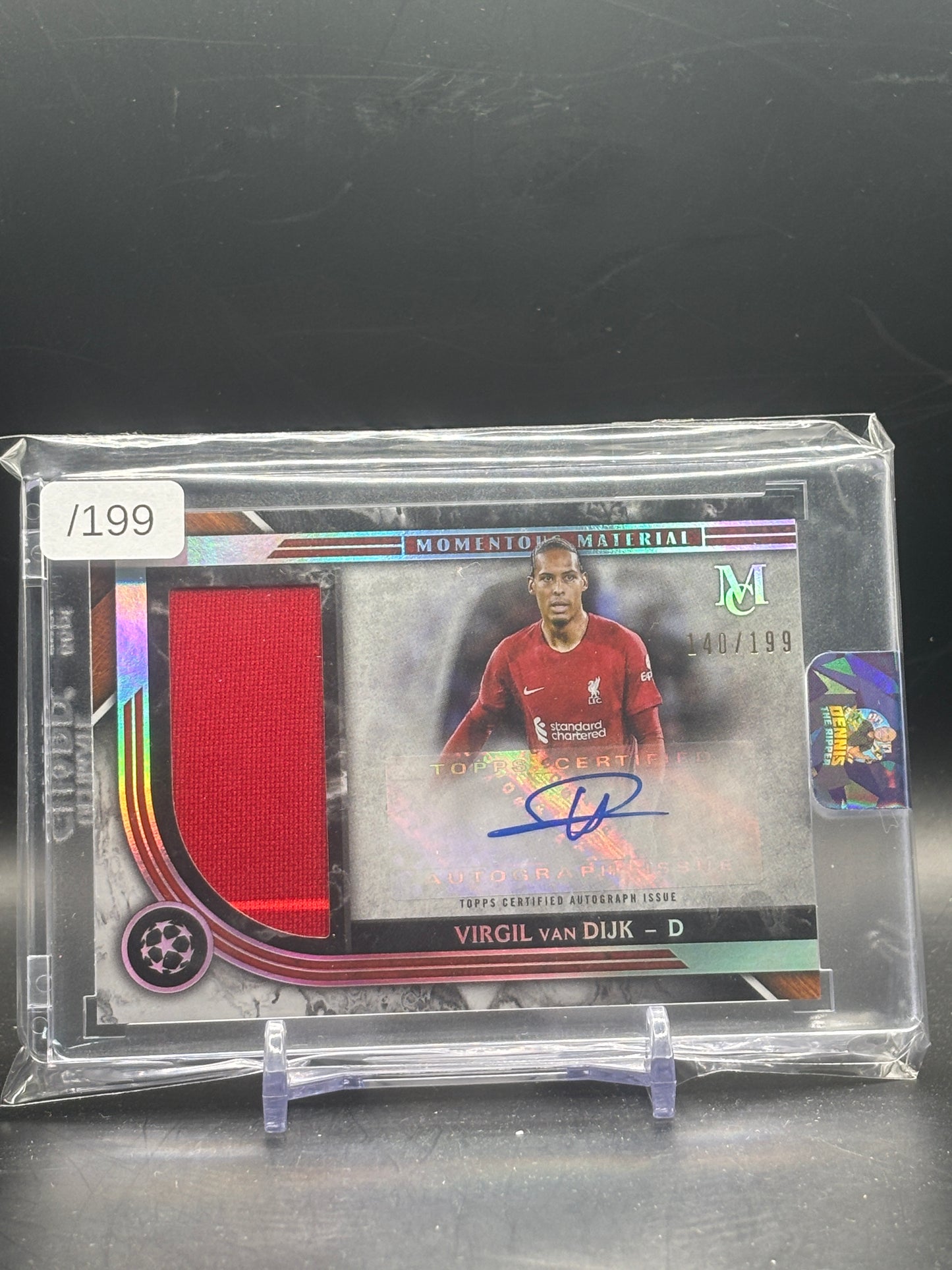 2022-23 Topps Museum UCC Virgil Van Dijk Liverpool FC Momentous Material Patch Auto 140/199