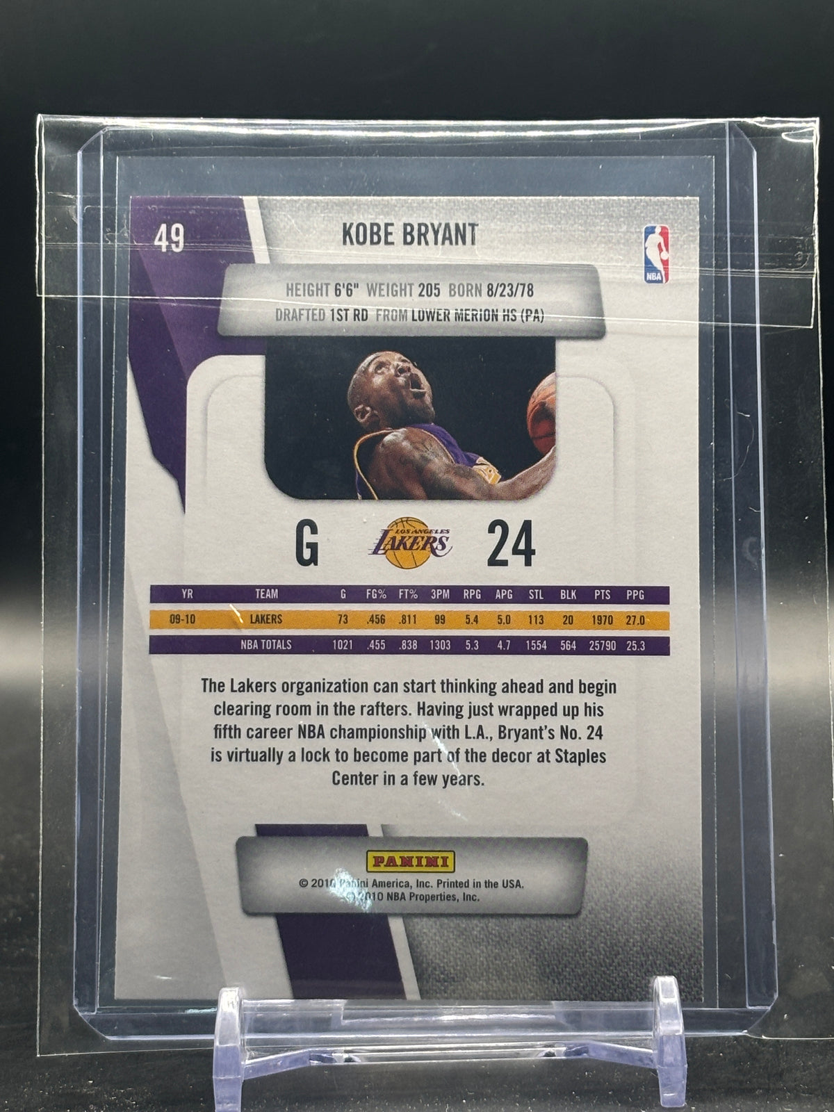 2010 Panini Prestige NBA Kobe Bryant Los Angeles Lakers Season Ticket