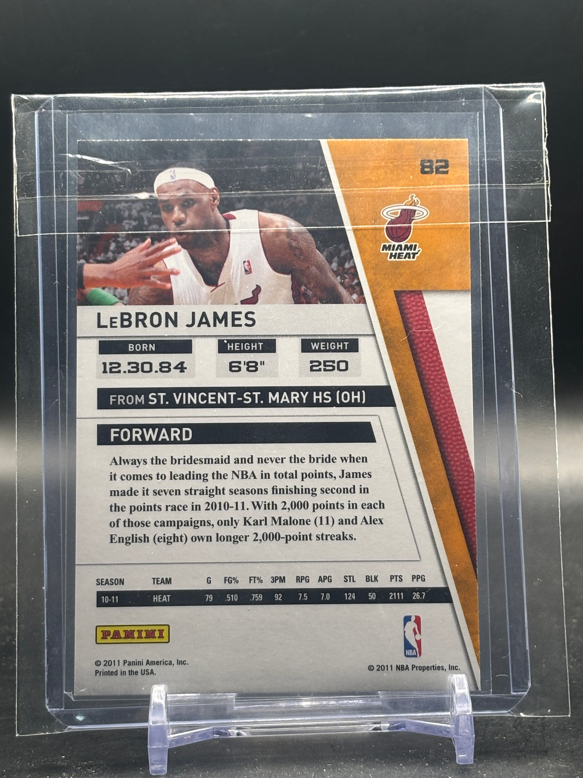 2011 Panini Season Update NBA LeBron James Miami Heat #82