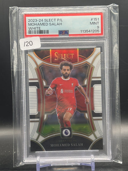 2023-24 Panini Select Premier League Mohamed Salah Liverpool FC White 02/20 PSA 9 113541205