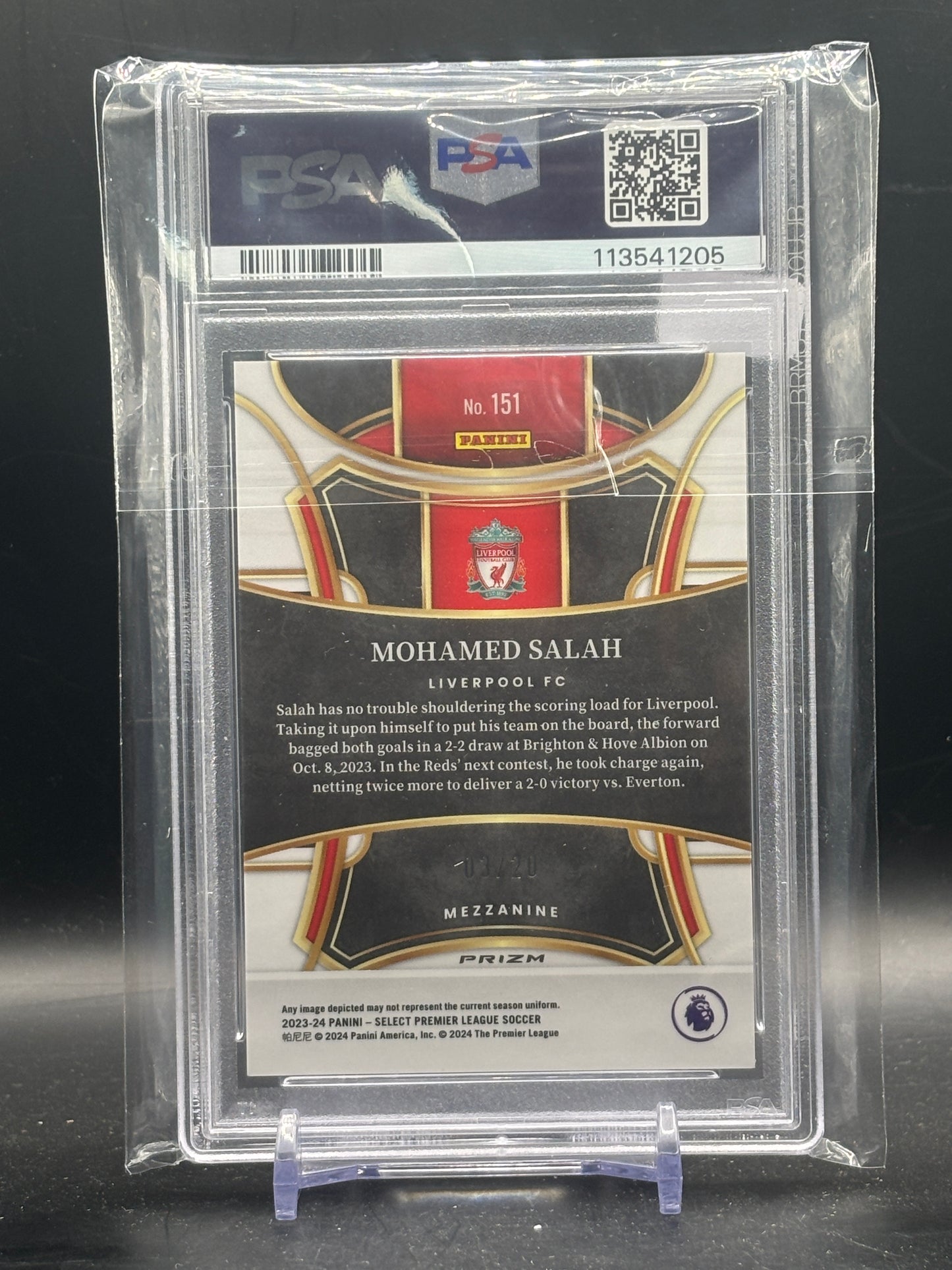 2023-24 Panini Select Premier League Mohamed Salah Liverpool FC White 02/20 PSA 9 113541205