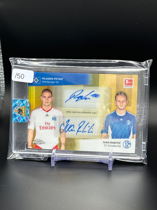 2025-26 Topps Chrome Bundesliga Mladen Petric / Ivan Rakitic Dual Gold Auto 29/50