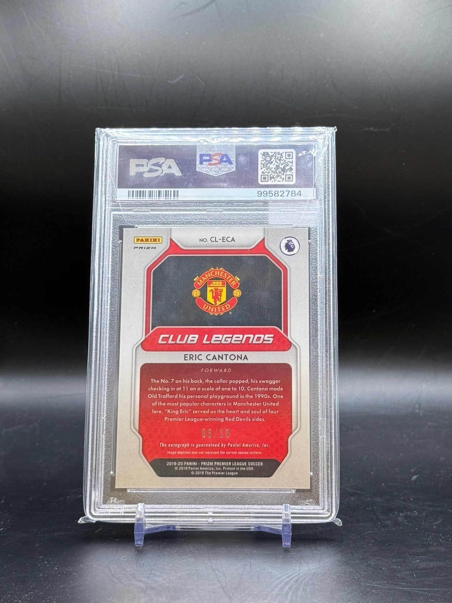 2019 Panini Prizm Premier League Eric Cantona Manchester United Club Legends Gold Auto 06/10 PSA 10 99582784 POP 1