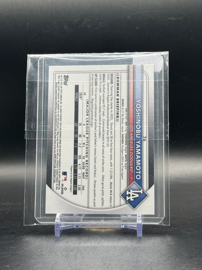 2025 Topps Bowmann Chrome MLB Yoshinobu Yamamoto Los Angeles Dodgers Pink Mojo 124/199