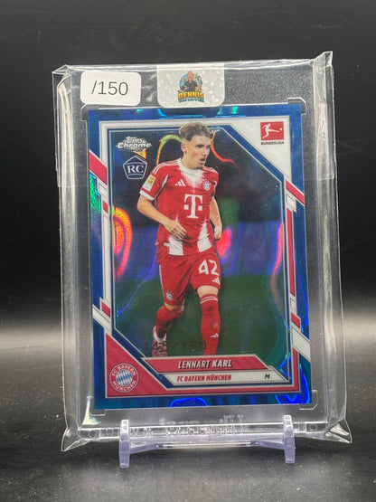 2025-26 Topps Chrome Bundesliga Lennart Karl FC Bayern München Blue Wave 145/150