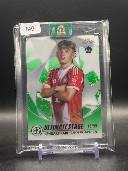 2025-26 Topps Flagship UCC Lennart Karl FC Bayern München Green Ultimate Stage 18/99