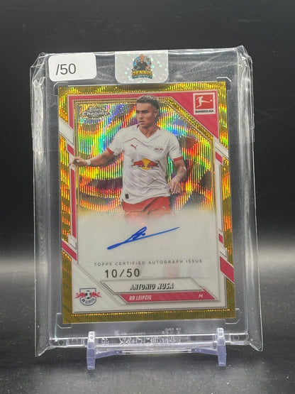 2025-26 Topps Chrome Bundesliga Antonio Nusa RB Leipzig Gold Wave Auto 10/50