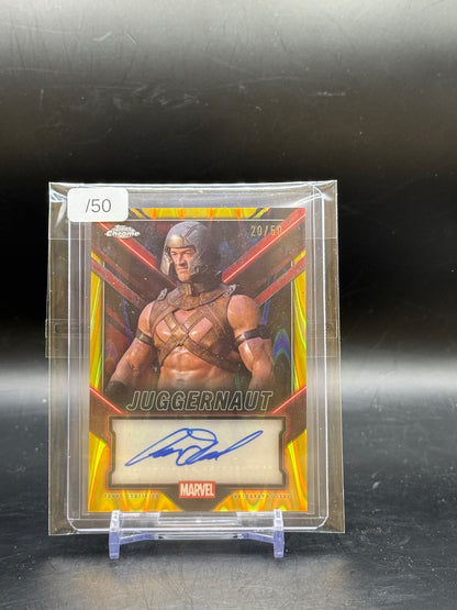 2025 Topps Chrome Deadpool Aaron W. Reed Juggernaut Gold Lava Auto 20/50