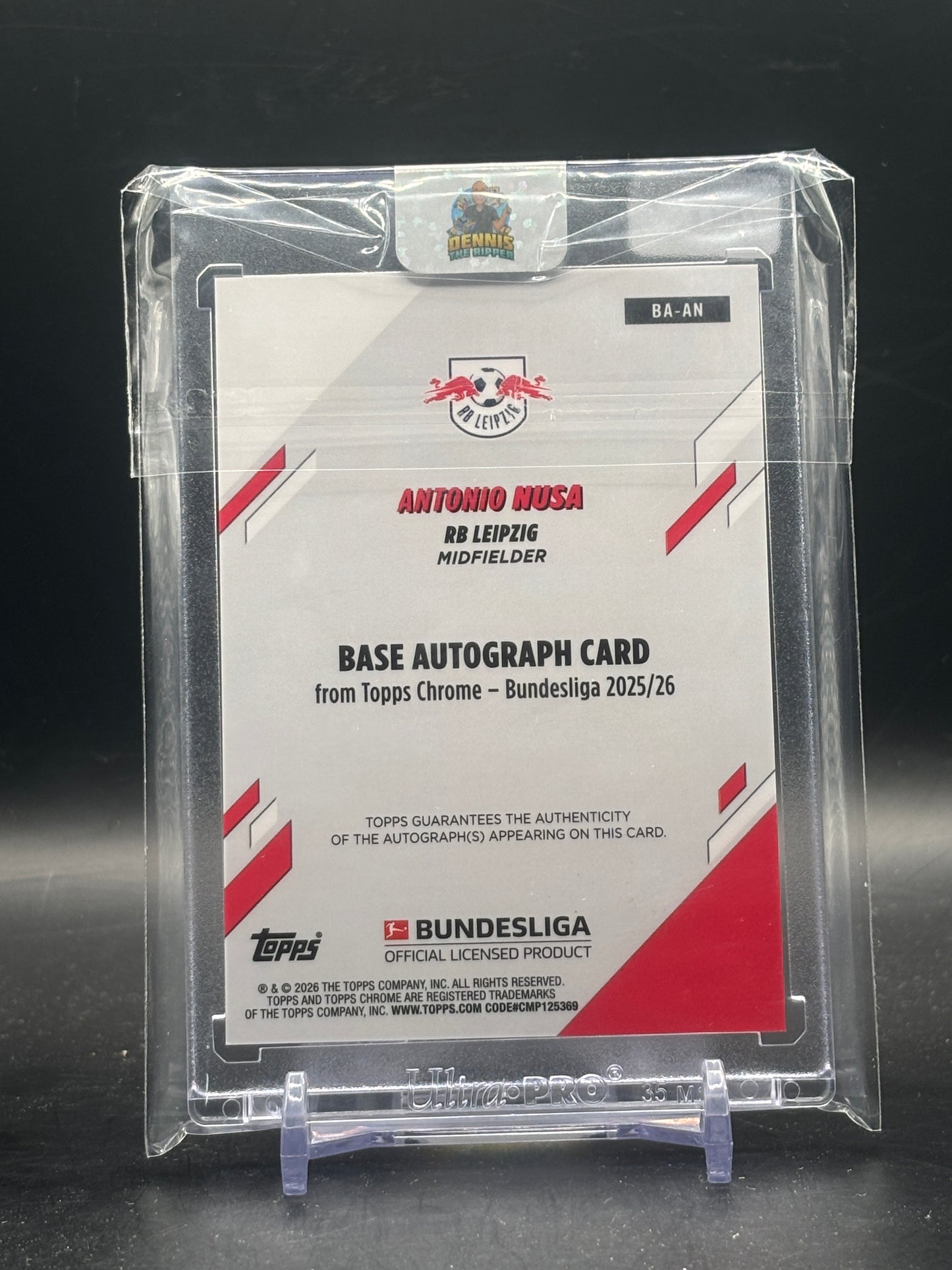 2025-26 Topps Chrome Bundesliga Antonio Nusa RB Leipzig Gold Wave Auto 10/50
