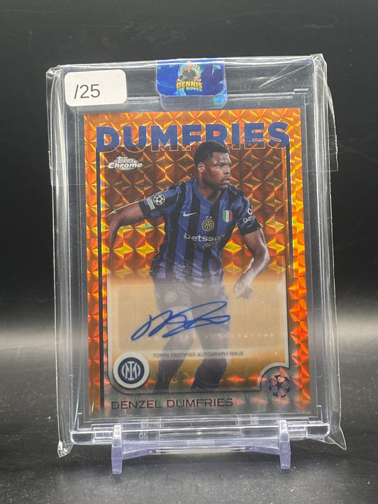 2024-25 Topps Chrome UCC Denzel Dumfries FC Internazionale Milano Orange Geometric Auto 11/25