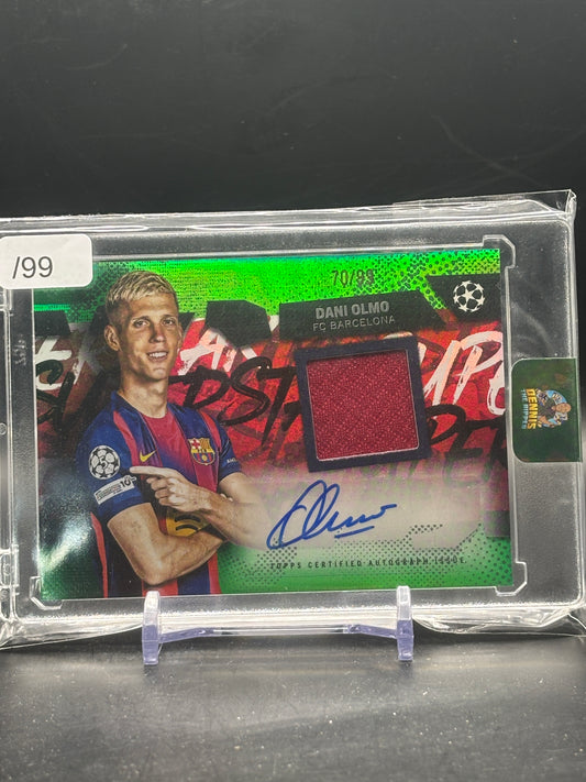 2025-26 Topps Flagship UCC Dani Olmo FC Barcelona Green Patch Auto 70/99