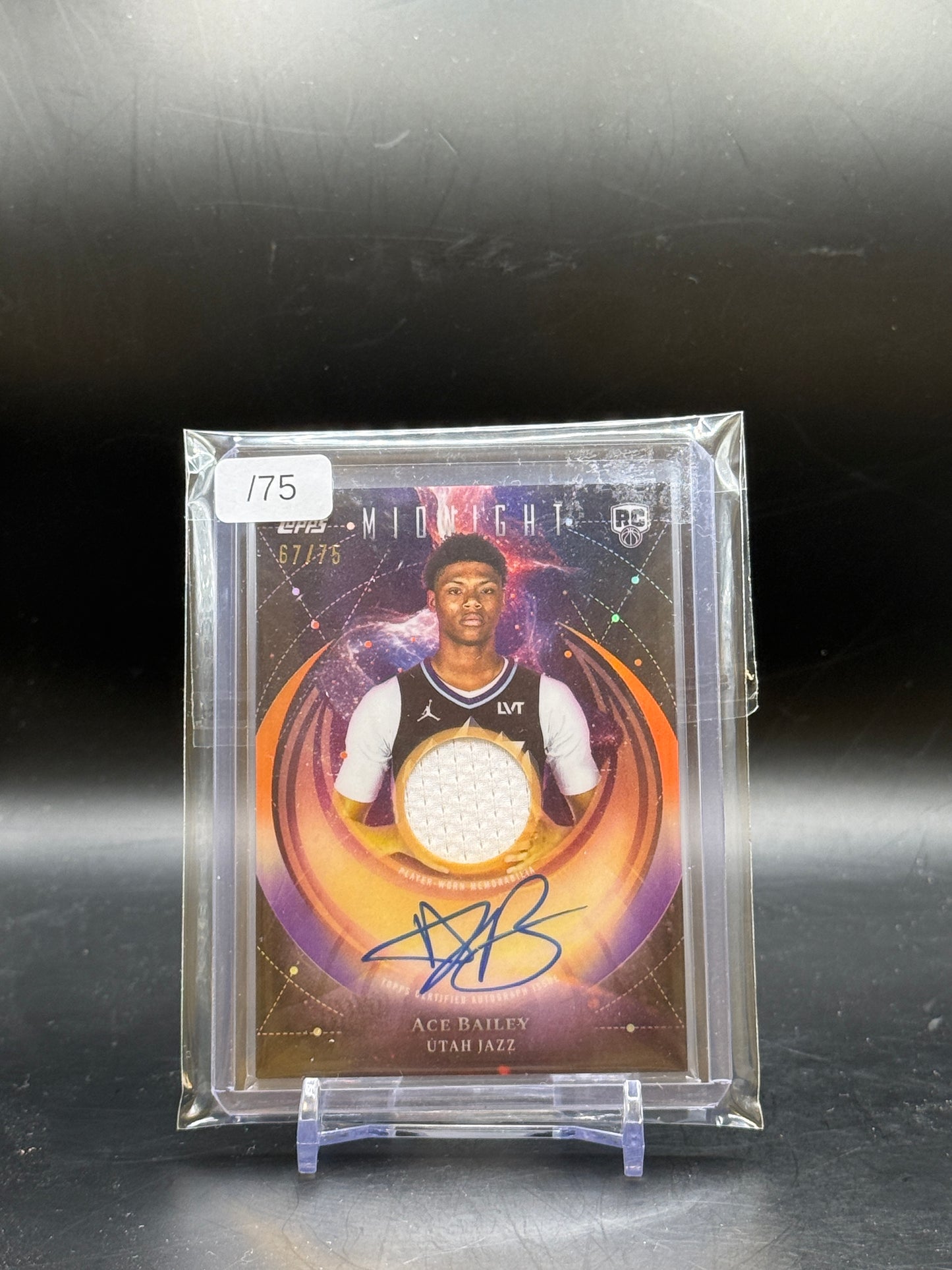 2025-26 Topps Midnight NBA Ace Bailey Utah Jazz Rookie Patch Auto 67/75